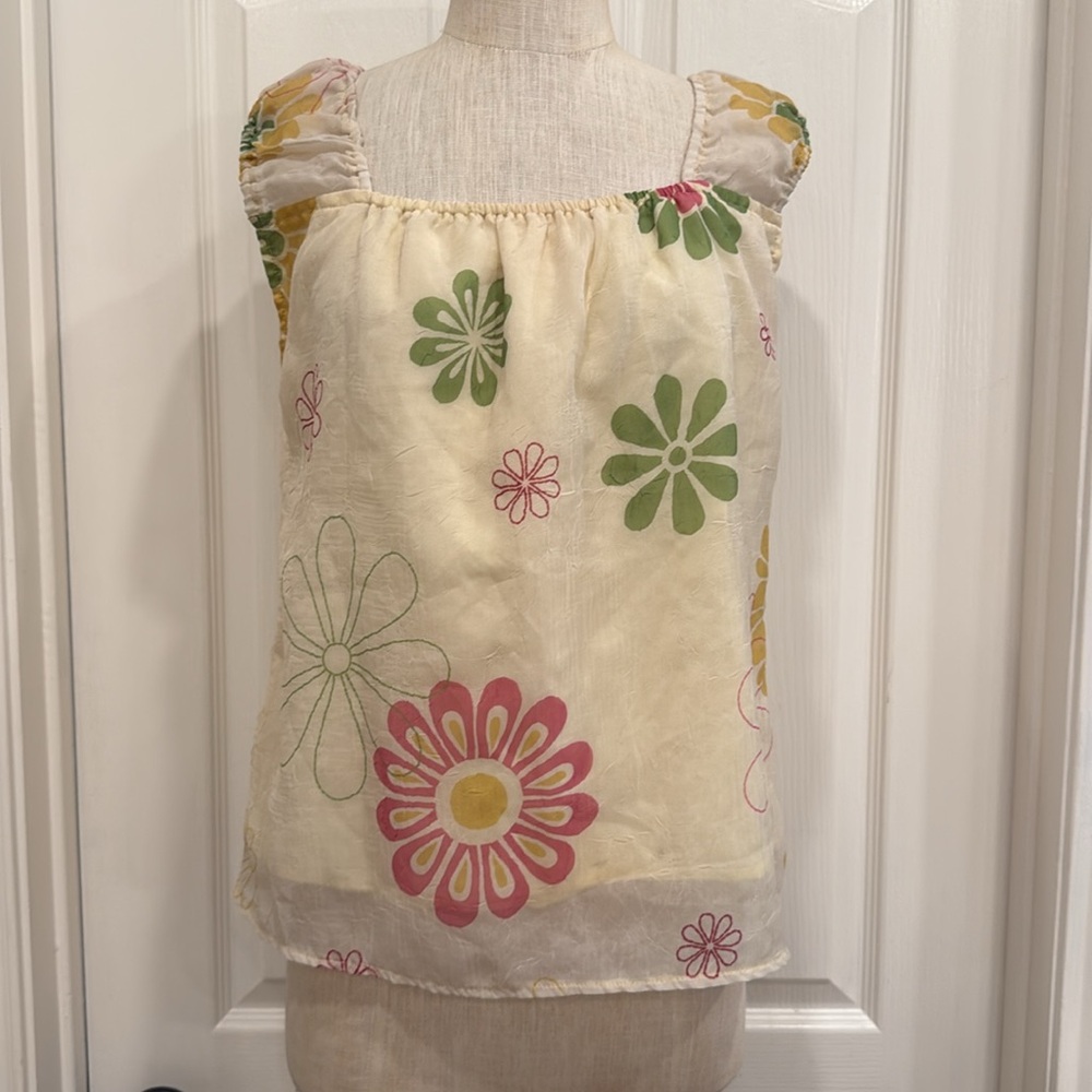Vintage Y2K funky daisy print blouse
